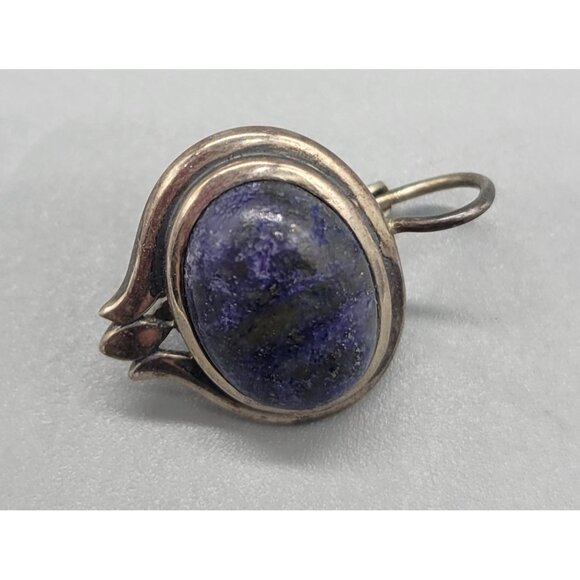 Vintage Sterling Silver 925 Thailand Lapiz Lazuli Fishhook Earrings E1 - Picture 6 of 9